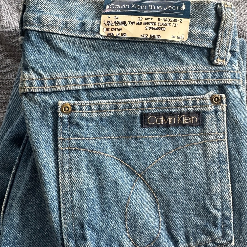 Vintage Calvin Klein Men's Classic Fit Stonewashed Blue Jeans Made in USA
